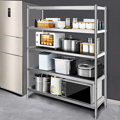 Stainless Steel Shelving Unit with Ventilated Shelves for Tools and Supplies