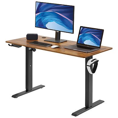 47" Electric Sit Stand Desk with Adjustable Height and Metal Frame Brown