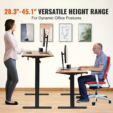 47" Electric Sit Stand Desk with Adjustable Height and Metal Frame Brown