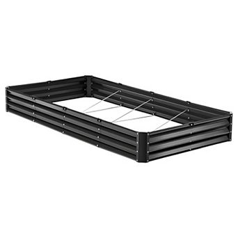 Metal Raised Garden Bed 12" Deep Outdoor Planter Box, Dark Grey