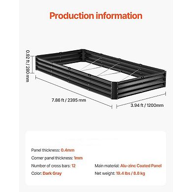 Metal Raised Garden Bed 12" Deep Outdoor Planter Box, Dark Grey