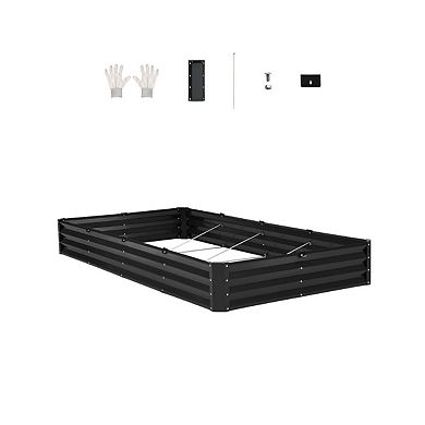 Metal Raised Garden Bed 12" Deep Outdoor Planter Box, Dark Grey