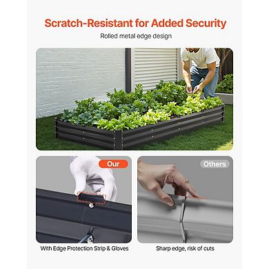 Metal Raised Garden Bed 12" Deep Outdoor Planter Box, Dark Grey