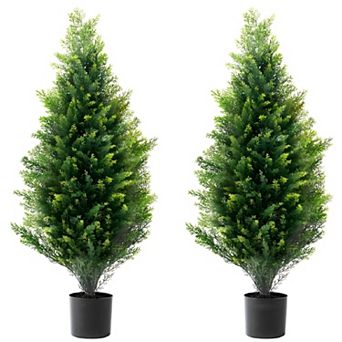 2-Pack Faux Cedar Topiary Trees for Doorways, Patios, or Home Spaces