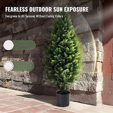 2-Pack Faux Cedar Topiary Trees for Doorways, Patios, or Home Spaces