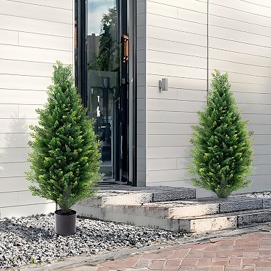 2-Pack Faux Cedar Topiary Trees for Doorways, Patios, or Home Spaces