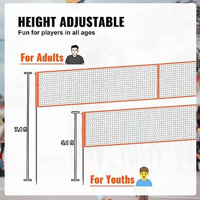 Backyard Volleyball Net with PE Netting, 420D Oxford Cloth, and Adjustable Height
