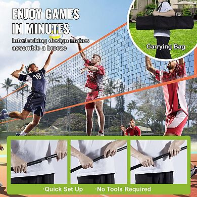 Backyard Volleyball Net with PE Netting, 420D Oxford Cloth, and Adjustable Height