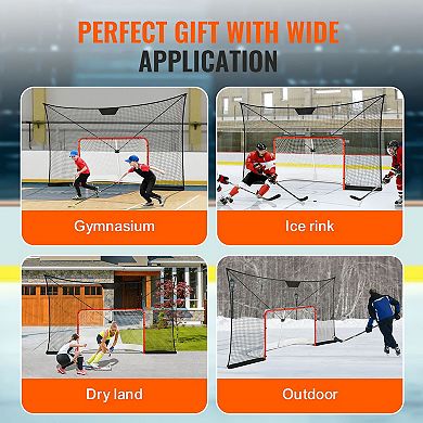 Hockey Practice Net with Thickened Mesh, Stabilizing Sandbags, and Quick Setup