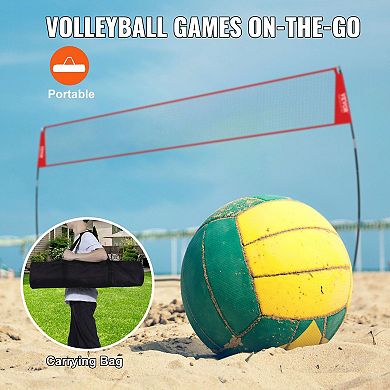 14 FT Outdoor Volleyball Net with Adjustable Height and Pop-Up Steel Base