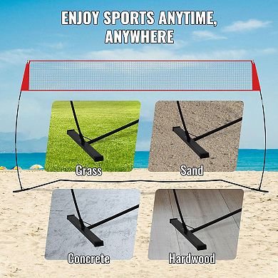 14 FT Outdoor Volleyball Net with Adjustable Height and Pop-Up Steel Base