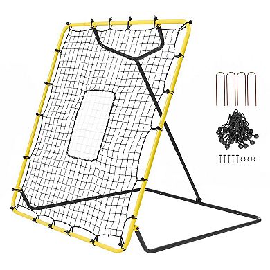 4 ft x 4.5 ft Baseball Rebound Net with Adjustable Angles and Steel Frame