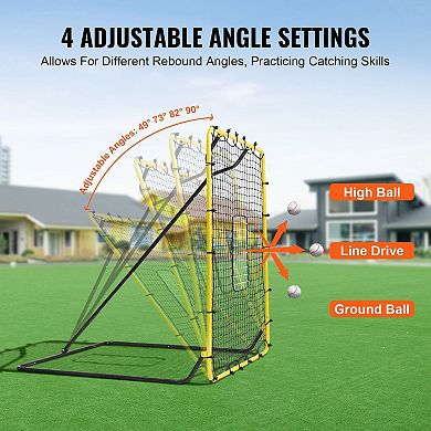 4 ft x 4.5 ft Baseball Rebound Net with Adjustable Angles and Steel Frame