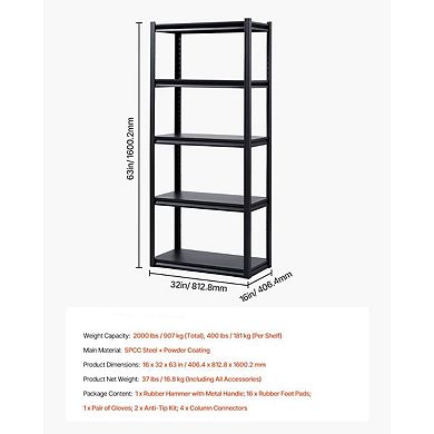 Adjustable Steel Shelving Rack for Garage or Workshop Storage
