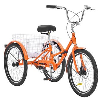 Adult 3-Wheel Bike with Foldable Frame, Height-Adjustable Seat, Dual Brakes, and Rear Storage Basket