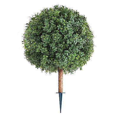2-Pack Artificial Topiary Trees with Sculpted Canopy for Entryway or Patio