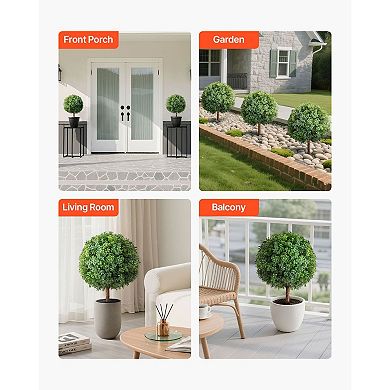 2-Pack Artificial Topiary Trees with Sculpted Canopy for Entryway or Patio