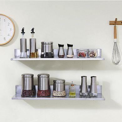 30-Inch Stainless Steel Wall Shelf with Backsplash for Kitchen, Laundry, or Garage Storage