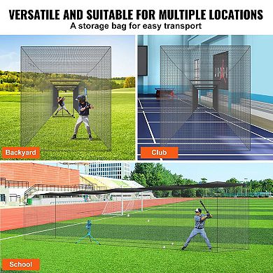 Portable Batting Cage Net 70×12×14 ft for Baseball and Softball Practice