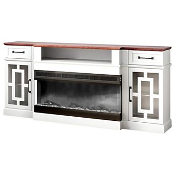 Corner Fireplace Entertainment Center with Adjustable Shelves and Remote