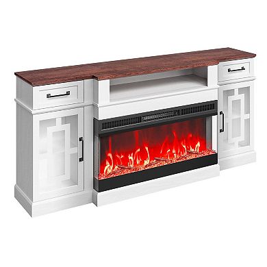 Corner Fireplace Entertainment Center with Adjustable Shelves and Remote