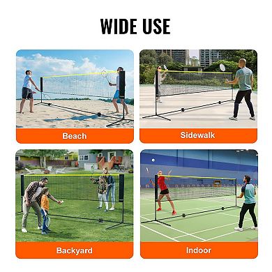 14 ft Adjustable Badminton Net Set with Ground Stakes and Carry Bag