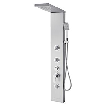 Wall-Mounted 5-in-1 Shower Panel with Massage Jets, Bathtub Spout, and Hand Shower