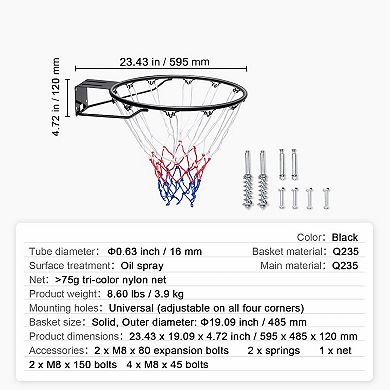 18" Basketball Hoop Rim for Driveways, Garages, and Home Training