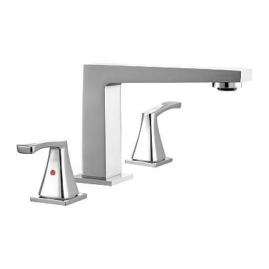 3-Hole Deck Mount Tub Faucet with Stainless Steel Dual Handles - Silver