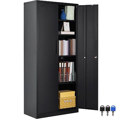 Metal Storage Cabinet with Lock, Adjustable Shelves, and 200 lb Capacity