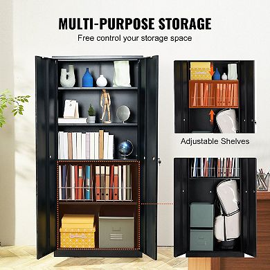 Metal Storage Cabinet with Lock, Adjustable Shelves, and 200 lb Capacity