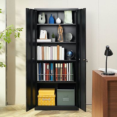Metal Storage Cabinet with Lock, Adjustable Shelves, and 200 lb Capacity