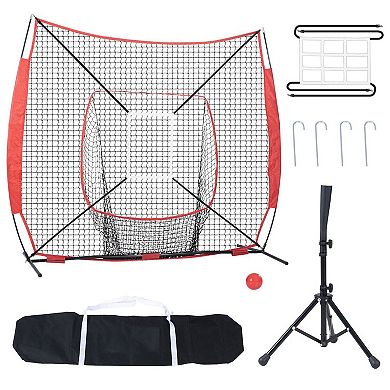 Baseball Softball Practice Net Kit with Tee Stand and Square Target Frames