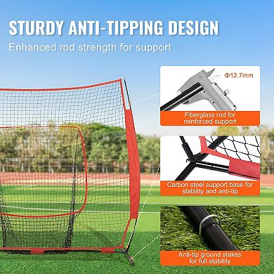 Baseball Softball Practice Net with Fiberglass Frame and Ground Stakes