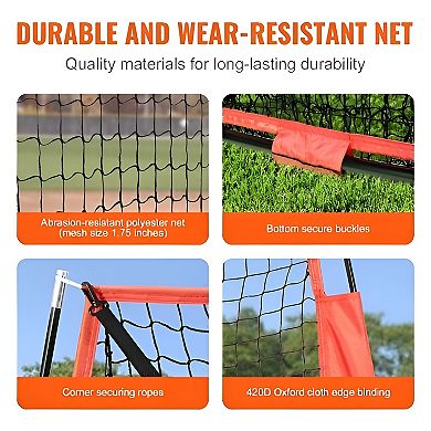 Baseball Softball Practice Net with Fiberglass Frame and Ground Stakes