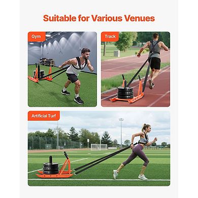Weight Sled for Strength Training with Handle, Fits 1/2in Plates, Steel Fitness Sled