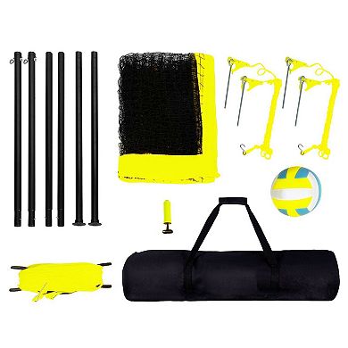 Outdoor Volleyball Set with Net, PU Ball, Pump, and Steel Support Poles