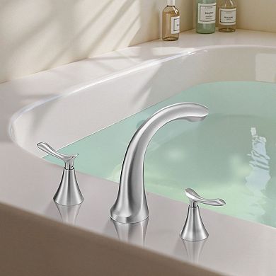 Tub Faucet with Leak-Resistant Valve and Smooth Temperature Control - Silver