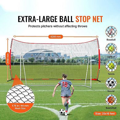 20 ft x 10 ft Sports Barrier Net for Backyard Baseball, Softball and Soccer