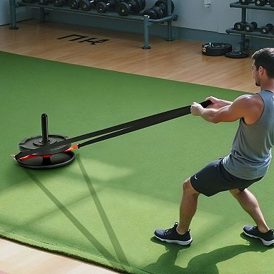 Pull Sled with Dual Hooks and Adjustable Harness for Full-Body Training
