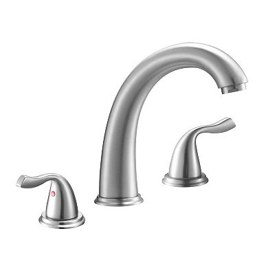 3-Hole Deck Mount Roman Tub Faucet with Stainless Steel Build - Silver