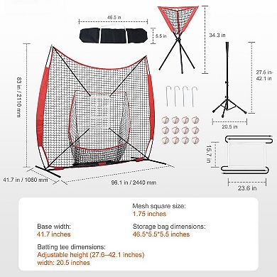 7x7 Portable Baseball Softball Training System with Net, Targets and Carry Bag