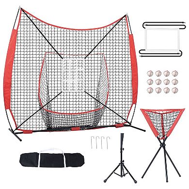 7x7 Portable Baseball Softball Training System with Net, Targets and Carry Bag