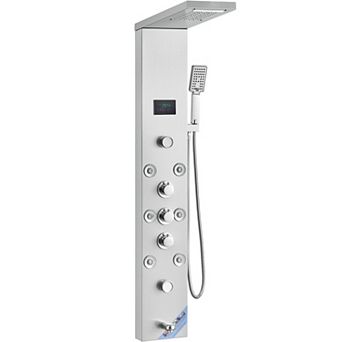 6-in-1 Wall-Mount Shower Panel with Rainfall, Waterfall, Massage Jets, and Handheld