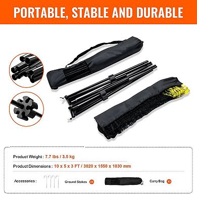 Portable 10 ft Multi-Sport Net for Badminton, Kids’ Volleyball and Tennis