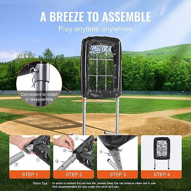 High-Impact Baseball Pitching Net with Adjustable Heights and Steel Base