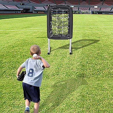 High-Impact Baseball Pitching Net with Adjustable Heights and Steel Base