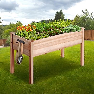 Elevated Wood Planter Box 30" High Raised Garden Bed for Vegetables and Herbs