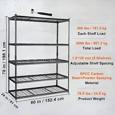 Garage and Workshop Steel Shelving Unit with Split Design and Rubber Foot Pads