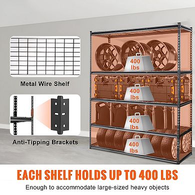 Garage and Workshop Steel Shelving Unit with Split Design and Rubber Foot Pads